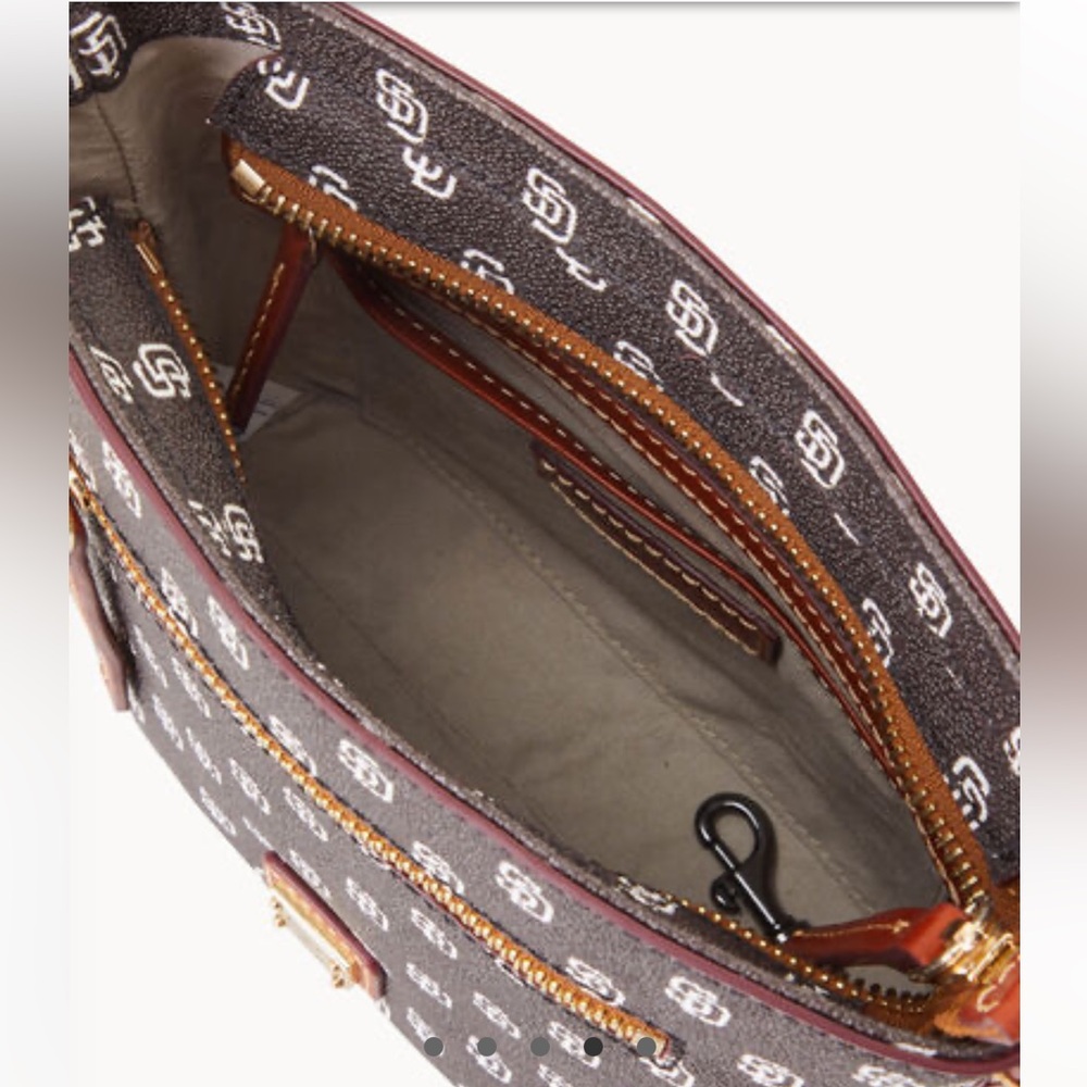 Dooney & Bourke MLB Rockies Small Zip Crossbody Black Leather Colorado Rockies - Picture 4 of 10